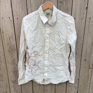Y2K Juicy Couture Casual Button Down with Embroidered Solider on Horse Detail